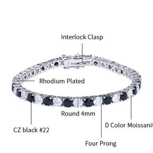 Elegant Silver and Black Tennis Bracelet